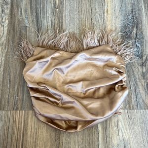 Missguided corset top with faux feathers size US 6